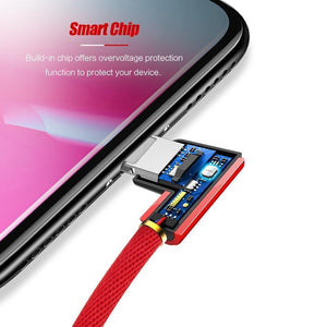 Planet Gates China / Blue / 200cm ROCK L-Shape USB Mobile Phone Cable For iPhone X 8 7 6 6s Plus se 5 iPad Air Mini Fast Charging Charger Data Mobile Phone Cord