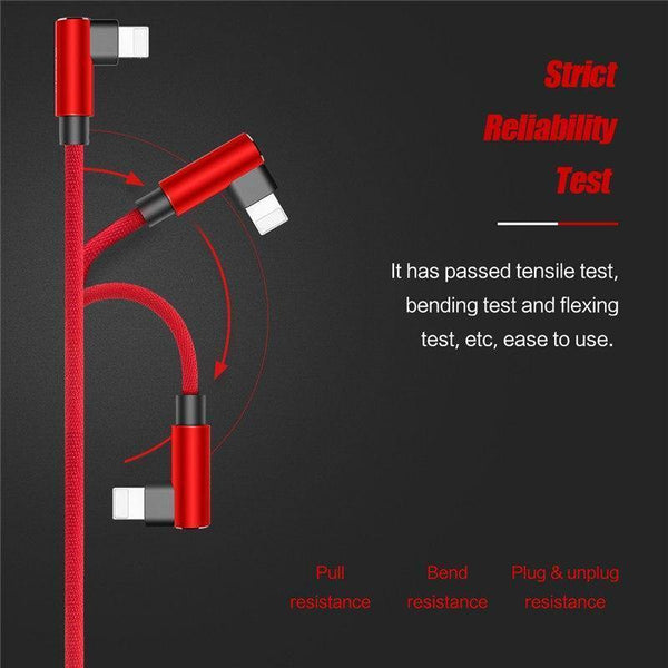 Planet Gates China / Blue / 200cm ROCK L-Shape USB Mobile Phone Cable For iPhone X 8 7 6 6s Plus se 5 iPad Air Mini Fast Charging Charger Data Mobile Phone Cord