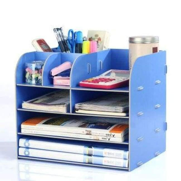 Planet Gates China / Blue Office Organizer Wooden Office Desk Sets Desk File Organizer Multifunctional Office Desk Accessories Document Storage Box