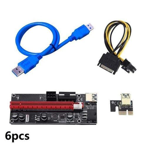 Planet Gates China / Blue PCI-E Riser 6Pcs/Pack USB 3.0 Pci-E Riser Ver 009S Express 1X To 16X Extender Riser Adapter 15 to 6 Pin Power Cable