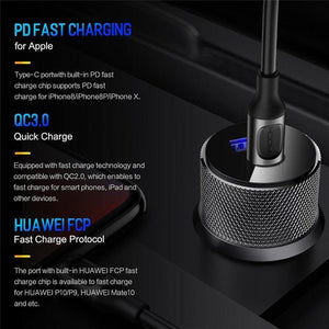 Planet Gates China / Blue ROCK QC3.0 Quick Charger 30W PD Power Car Charger USB C Type-c Mobile Phone Charger for iPhone SAMSUNG HUAWEI and More