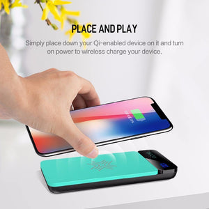 Planet Gates China / Blue ROCK QI Wireless Charger Power Bank 8000mah with Digital Display 5V 2A 5W External Battery Powerbank for iphone X Samsung Xiaomi