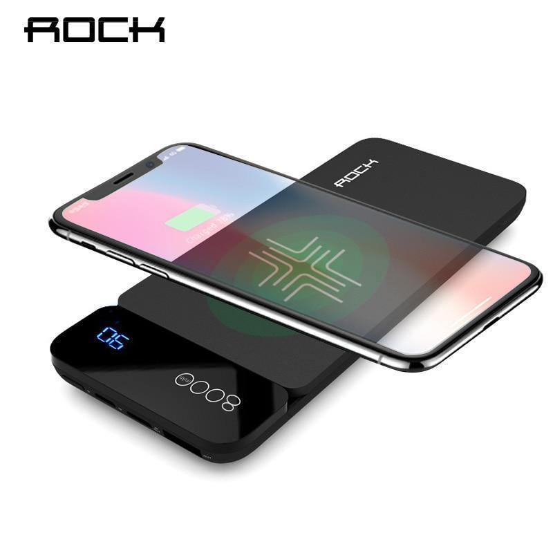 Planet Gates China / Blue ROCK QI Wireless Charger Power Bank 8000mah with Digital Display 5V 2A 5W External Battery Powerbank for iphone X Samsung Xiaomi