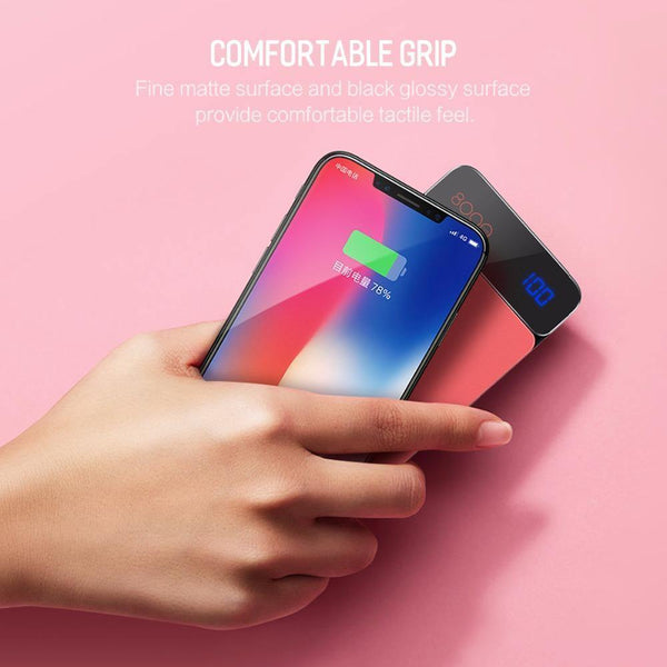 Planet Gates China / Blue ROCK QI Wireless Charger Power Bank 8000mah with Digital Display 5V 2A 5W External Battery Powerbank for iphone X Samsung Xiaomi