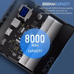 Planet Gates China / Blue ROCK QI Wireless Charger Power Bank 8000mah with Digital Display 5V 2A 5W External Battery Powerbank for iphone X Samsung Xiaomi