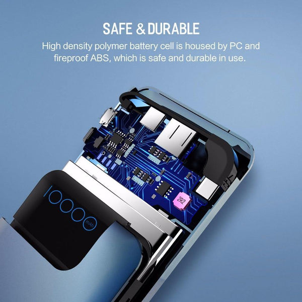 Planet Gates China / Blue ROCK Quick Charge Power Bank 10000mAh 5V/9V/12V Smart QC 3.0 Powerbank with Digital Display TYPE C Portable External Battery