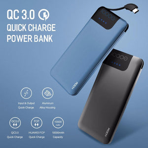 Planet Gates China / Blue ROCK Quick Charge Power Bank 10000mAh 5V/9V/12V Smart QC 3.0 Powerbank with Digital Display TYPE C Portable External Battery