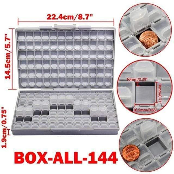 Planet Gates China / BOX-ALL-144 SMD storage SMT resistor capacitor Electronics Storage Cases & Organizers transparent toolbox storage box plastic BOXALL