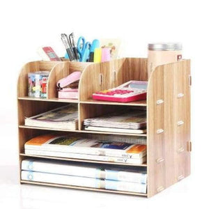 Planet Gates China / Brown Office Organizer Wooden Office Desk Sets Desk File Organizer Multifunctional Office Desk Accessories Document Storage Box