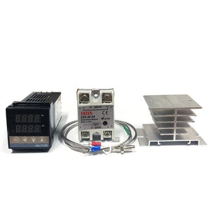 Planet Gates China / C100 set 3 REX-C100 Digital PID Temperature Controller Thermostat SSR output + Max.40A SSR Relay + K Thermocouple Probe High Quality