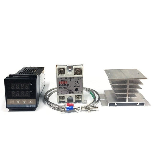 Planet Gates China / C100 set 3 REX-C100 Digital PID Temperature Controller Thermostat SSR output + Max.40A SSR Relay + K Thermocouple Probe High Quality