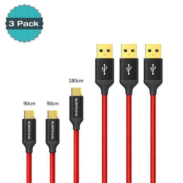 Planet Gates China / Clear Suntaiho [3 PACK] 5V2.5A Micro USB Cable For Samsung xiaomi Braided Fast USB Charge & data Cable Mobile Phone USB Charger Cable