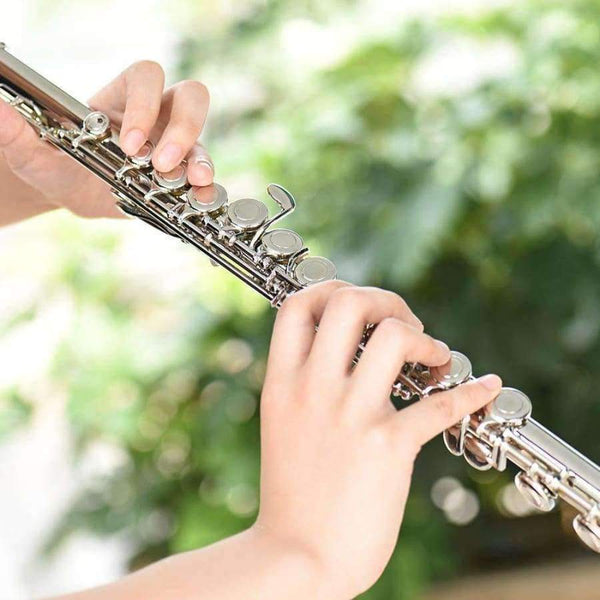 Planet Gates China Concert Flute Silver Plated 16 Holes C Key Cupronickel Musical Instrument with Cleaning Cloth Stick Gloves Screwdriver