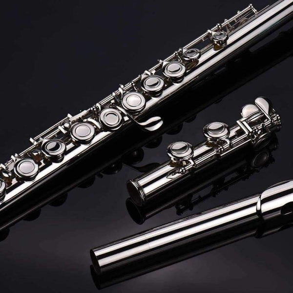 Planet Gates China Concert Flute Silver Plated 16 Holes C Key Cupronickel Musical Instrument with Cleaning Cloth Stick Gloves Screwdriver
