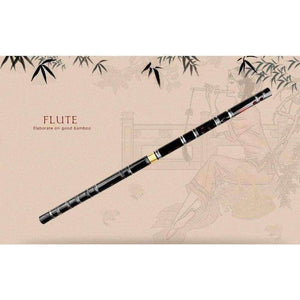 Planet Gates China / D Key CDEFG Key Black Bamboo Flute with Transparent Lines 10 Holes Musical Instrument Chinese Traditional Handmade Woodwind Instrument