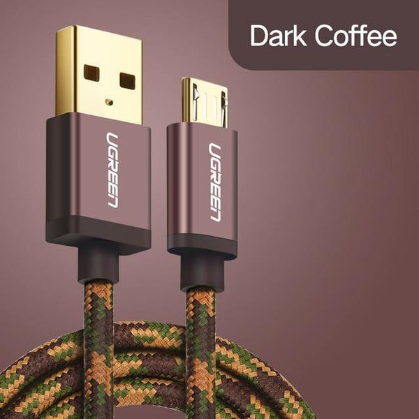 Planet Gates China / Dark Coffee / 50cm Ugreen Micro USB Charging Cable for Xiaomi Note 2.4A Fast Charger Mobile Phone USB Cable for Samsung S7 Huawei Android USB Cord