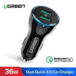 Planet Gates China / Dual QC3.0 Charger Ugreen 36W Dual USB Quick Charge QC 3.0 Car Charger for iPhone Samsung Huawei Fast Charge Mobile Phone Quick Charger Car-Charger