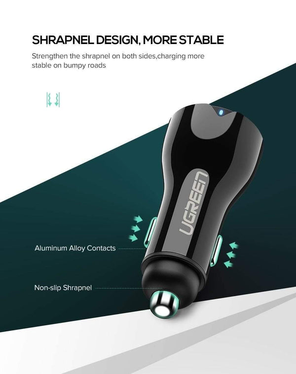 Planet Gates China / Dual QC3.0 Charger Ugreen 36W Dual USB Quick Charge QC 3.0 Car Charger for iPhone Samsung Huawei Fast Charge Mobile Phone Quick Charger Car-Charger