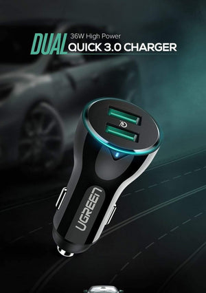 Planet Gates China / Dual QC3.0 Charger Ugreen 36W Dual USB Quick Charge QC 3.0 Car Charger for iPhone Samsung Huawei Fast Charge Mobile Phone Quick Charger Car-Charger