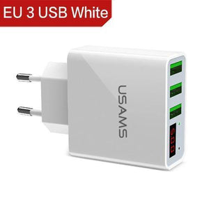 USAMS 2/3 Port USB Phone Charger LED Display EU/US Plug The Max 2.4A Smart Fast Charging Mobile Wall Charger for iPhone iPad - Planet Gates