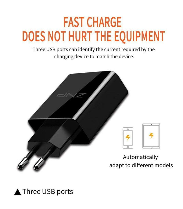 Planet Gates China / EU / 4-White LED Display 3 4 USB Charger, ZNP Universal Mobile Phone USB Charger Fast Charging Wall Charger For iPhone Samsung Xiaomi 3.4A