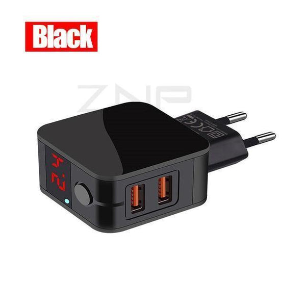 Planet Gates China / EU-Black ZNP Universal USB Charger 2 Ports LED Display Mobile Phone Charger For iPhone Xiaomi Fast Charger Adapter For Samsung Huawei