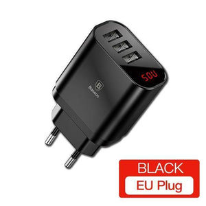 Planet Gates China / EU Plug Black Baseus Multi USB Charger For iPhone Samsung Xiaomi mi 3.4A Fast Charging Travel Wall Charger EU US Plug LED Mobile Phone Charger