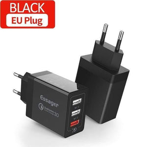 Planet Gates China / EU Plug Black Quick Charge 3.0 USB Charger 30W QC3.0 Fast Charging USB Wall Charger for iPhone Samsung Xiaomi Mobile Phone Charger