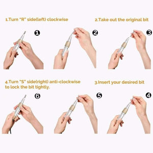 Planet Gates China / EU Plug Gold Professional Electric Nail Art Drill File Pedicure Equipment Manicure Machine Kit Nail Art Tools For Nail Gel