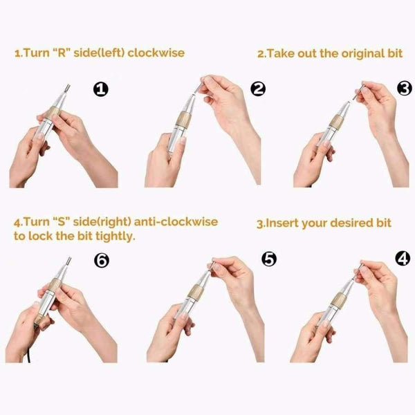 Planet Gates China / EU Plug Gold Professional Electric Nail Art Drill File Pedicure Equipment Manicure Machine Kit Nail Art Tools For Nail Gel