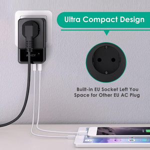 Planet Gates China / EU Plug Mobile Phone Charger 4 Port Smart Wall Charger USB Portable Travel Charge With Built-in EU Socket for Xiaomi iPhone Huawei