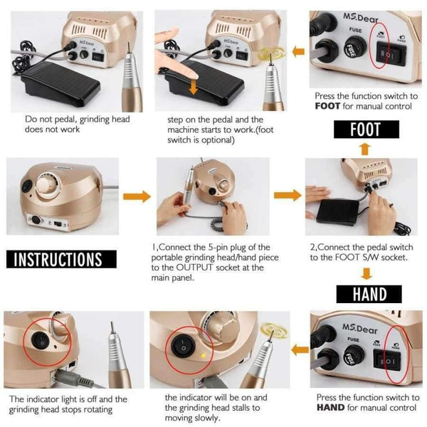 Planet Gates China / EU Plug Professional Machine Apparatus for Manicure Pedicure Kit Electric File with Cutter Nail Drill Art Polisher Tool Bit