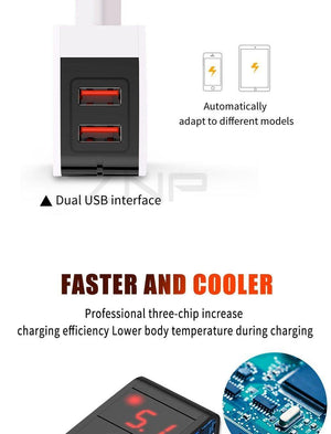 Planet Gates China / EU-White ZNP Universal USB Charger 2 Ports LED Display Mobile Phone Charger For iPhone Xiaomi Fast Charger Adapter For Samsung Huawei