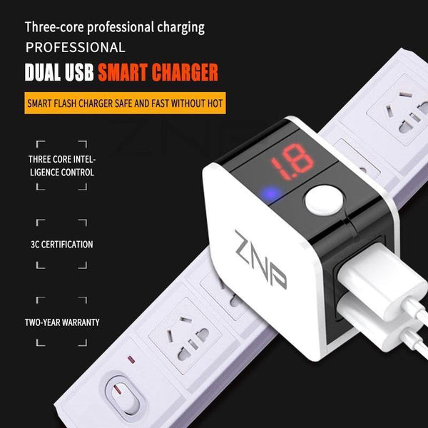 Planet Gates China / EU-White ZNP Universal USB Charger 2 Ports LED Display Mobile Phone Charger For iPhone Xiaomi Fast Charger Adapter For Samsung Huawei