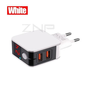 Planet Gates China / EU-White ZNP Universal USB Charger 2 Ports LED Display Mobile Phone Charger For iPhone Xiaomi Fast Charger Adapter For Samsung Huawei