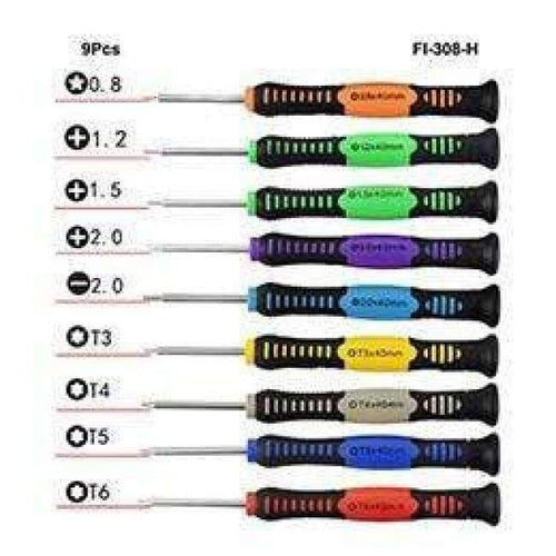 Planet Gates China / FI-308-H-9Pcs 0.8 1.2 Phillips 1.2 1.5 2.0 Slotted 2.0 Torx T3 T4 T5 T6 Y2.0 Precision Screwdriver for iPhone Phone PC Repair Tool