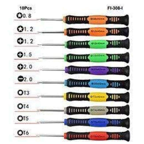 Planet Gates China / FI-308-I-10Pcs 0.8 1.2 Phillips 1.2 1.5 2.0 Slotted 2.0 Torx T3 T4 T5 T6 Y2.0 Precision Screwdriver for iPhone Phone PC Repair Tool