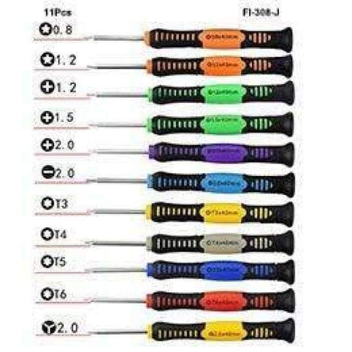 Planet Gates China / FI-308-J-11Pcs 0.8 1.2 Phillips 1.2 1.5 2.0 Slotted 2.0 Torx T3 T4 T5 T6 Y2.0 Precision Screwdriver for iPhone Phone PC Repair Tool