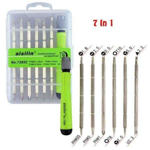 Planet Gates China / FI-7395C 7 Pcs Screwdriver Handle With Double Head Screwdriver Bit Kit for iPhone Phone Macbook Air Pro Laptop PC Hand Repair Tool