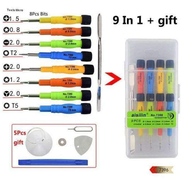 Planet Gates China / FI-7396 7 Pcs Screwdriver Handle With Double Head Screwdriver Bit Kit for iPhone Phone Macbook Air Pro Laptop PC Hand Repair Tool