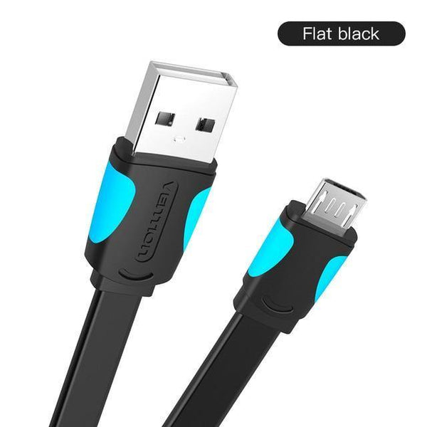 Planet Gates China / Flat black / 0.25m Vention Micro USB Cable Fast Charging Wire for Android Mobile Phone Data Sync Charger Cable 3M 2M 1M For Samsung HTC Xiaomi Sony