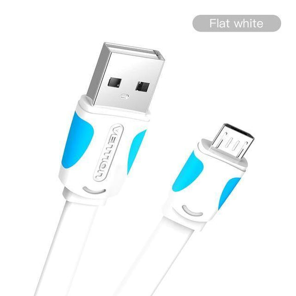Planet Gates China / Flat white / 0.25m Vention Micro USB Cable Fast Charging Wire for Android Mobile Phone Data Sync Charger Cable 3M 2M 1M For Samsung HTC Xiaomi Sony