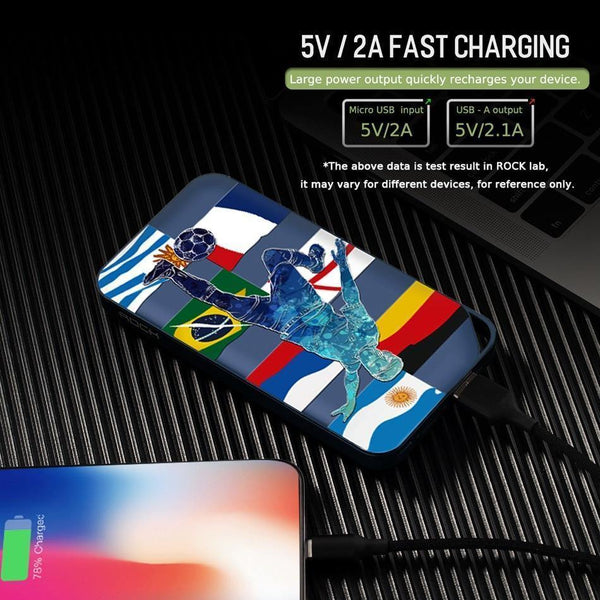 Planet Gates China / football girl Clearance Sales ROCK Portable10000 mAh Power Bank External Battery for Mobile Phone Power Charger for iPhone Xiaomi Samsung