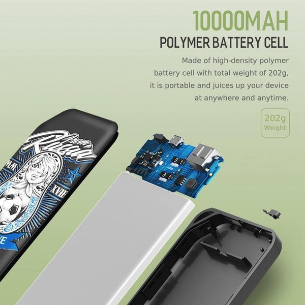 Planet Gates China / football girl Clearance Sales ROCK Portable10000 mAh Power Bank External Battery for Mobile Phone Power Charger for iPhone Xiaomi Samsung