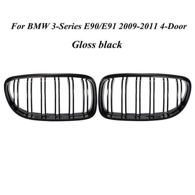 Planet Gates Pair Matte/Gloss Black Car Front Grille For BMW E90 LCI 3-Series Sedan/Wagon 09-11 Racing Grills
