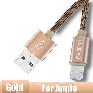 Planet Gates China / Gold / 100 cm ROCK USB Cable for iPhone Cable 2018 XS MAX XR X 8 7 6 Plus 6S 5S plus iPad mini Fast Charging Cables Mobile Phone Charger Cord