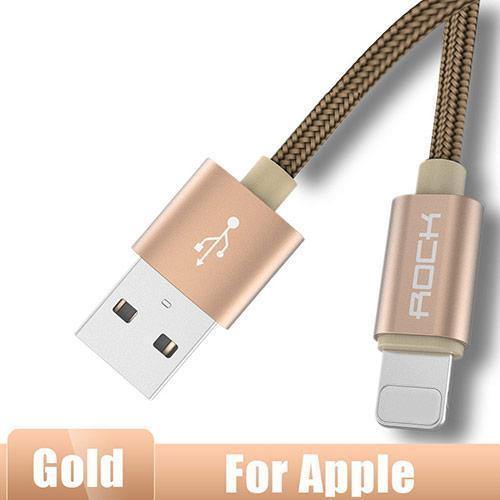 Planet Gates China / Gold / 100 cm ROCK USB Cable for iPhone Cable 2018 XS MAX XR X 8 7 6 Plus 6S 5S plus iPad mini Fast Charging Cables Mobile Phone Charger Cord