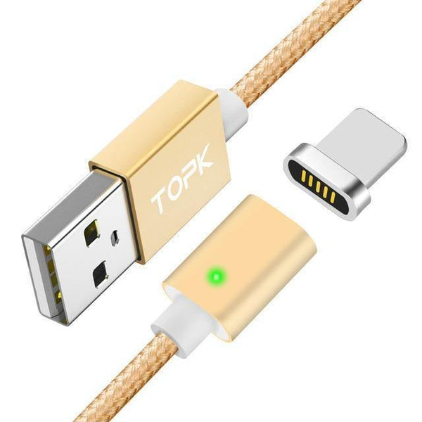 Planet Gates China / Gold Cable / 1M For 8-Pin TOPK Magnetic USB Cable For iPhone Xs Max Micro USB Type C Magnet Charger  Data Charging Moblie Phone Cables for Samsung Xiaomi