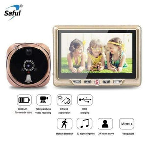 Planet Gates China / gold Saful Digital Peephole Video Camera Door Bell Video-eye with TF Card Taking Photo Door Peephole Viewer Monitor for Home