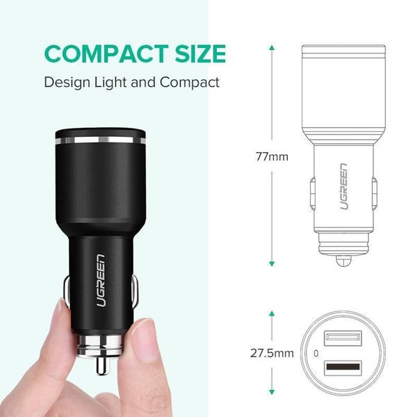 Planet Gates China / Gold Ugreen Car Charger Dual USB Quick Charge 3.0 for iPhone X 8 QC 3.0 Car-Charger for Samsung Galaxy S9 Fast Phone Charger for LG